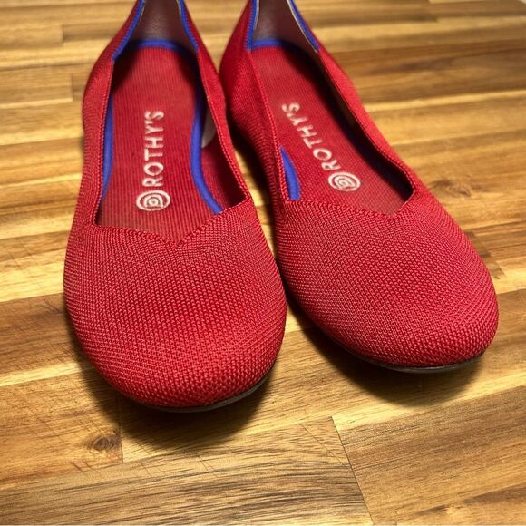 Rothy’s ‘The Flat’ Bright Red Round Toe *Size runs small* Marked as 8W- Fits 7 - Picture 8 of 11